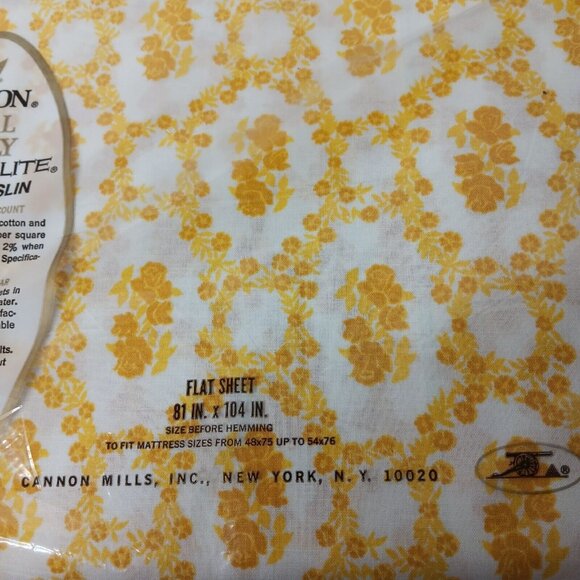 Cannon Royal Family Sheet Full Flat Cameo Rose Gold Yellow Featherlite Vintage - Picture 8 of 10